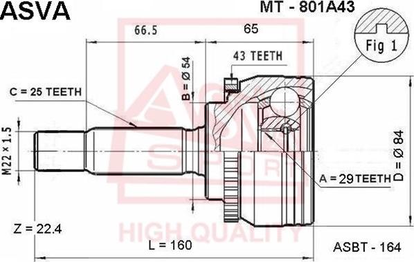 ASVA MT-801A43 - CV Joint Kit, drive shaft car-mod.net