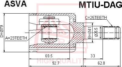 ASVA MTIU-DAG - CV Joint Kit, drive shaft car-mod.net
