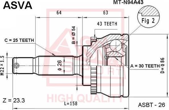 ASVA MT-N94A43 - CV Joint Kit, drive shaft car-mod.net