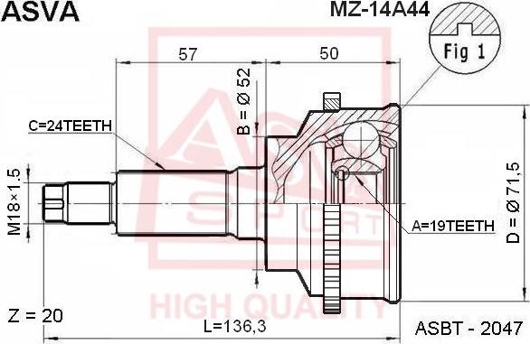 ASVA MZ-14A44 - CV Joint Kit, drive shaft car-mod.net