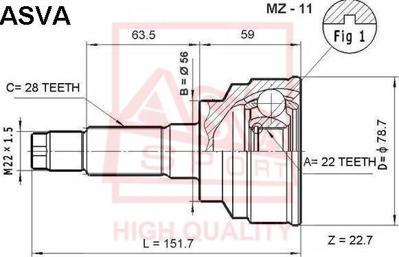 ASVA MZ-11 - CV Joint Kit, drive shaft car-mod.net