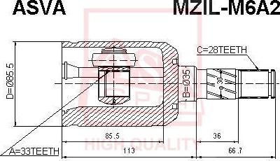 ASVA MZIL-M6A2 - CV Joint Kit, drive shaft car-mod.net
