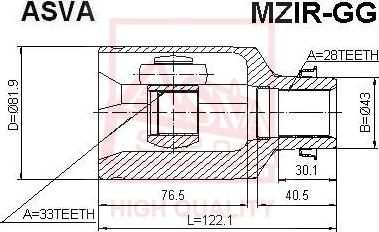 ASVA MZIR-GG - CV Joint Kit, drive shaft car-mod.net