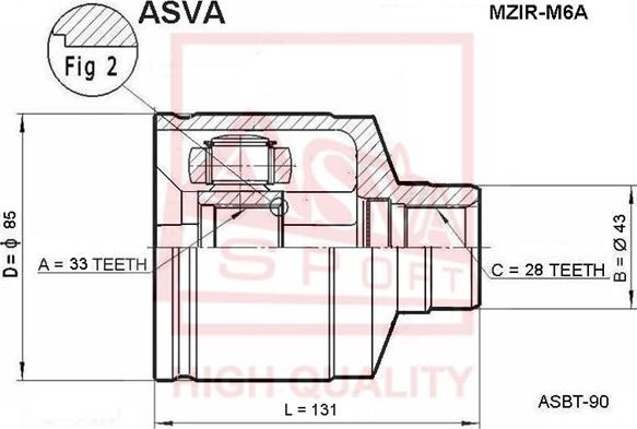 ASVA MZIR-M6A - CV Joint Kit, drive shaft car-mod.net