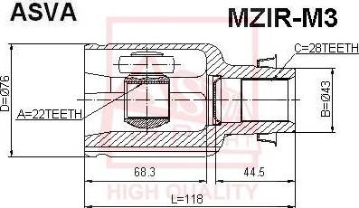 ASVA MZIR-M3 - CV Joint Kit, drive shaft car-mod.net