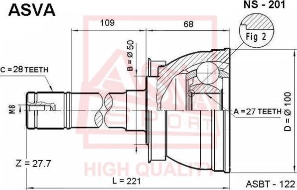ASVA NS-201 - CV Joint Kit, drive shaft car-mod.net