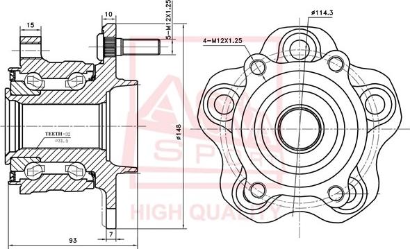 ASVA NSWH-S51R - Wheel Hub car-mod.net