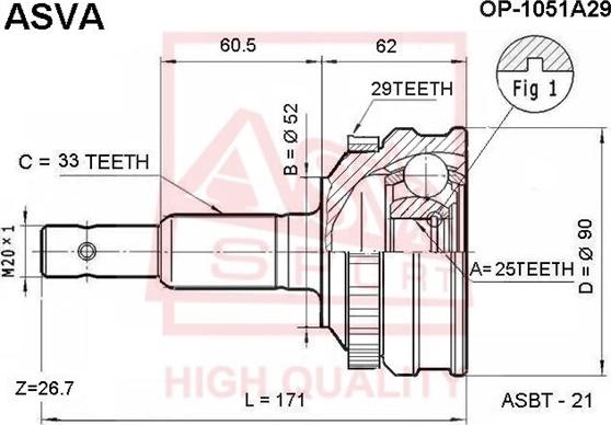 ASVA OP-1051A29 - CV Joint Kit, drive shaft car-mod.net