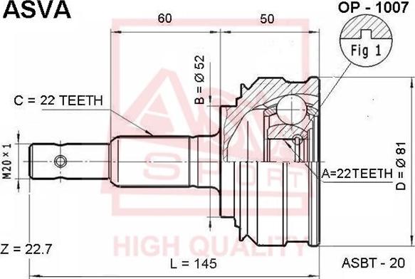 ASVA OP-1007 - CV Joint Kit, drive shaft car-mod.net