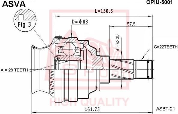 ASVA OPIU-5001 - CV Joint Kit, drive shaft car-mod.net