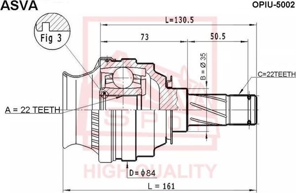 ASVA OPIU-5002 - CV Joint Kit, drive shaft car-mod.net