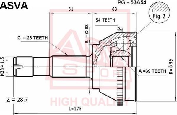 ASVA PG-53A54 - CV Joint Kit, drive shaft car-mod.net
