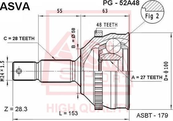 ASVA PG-52A48 - CV Joint Kit, drive shaft car-mod.net