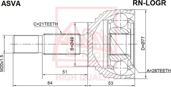 ASVA RN-LOGR - CV Joint Kit, drive shaft car-mod.net
