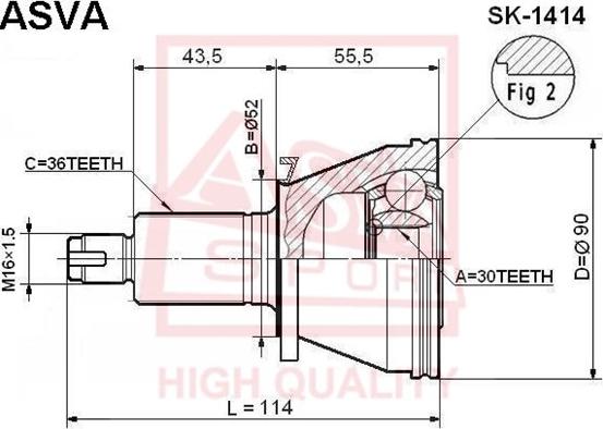 ASVA SK-1414 - CV Joint Kit, drive shaft car-mod.net