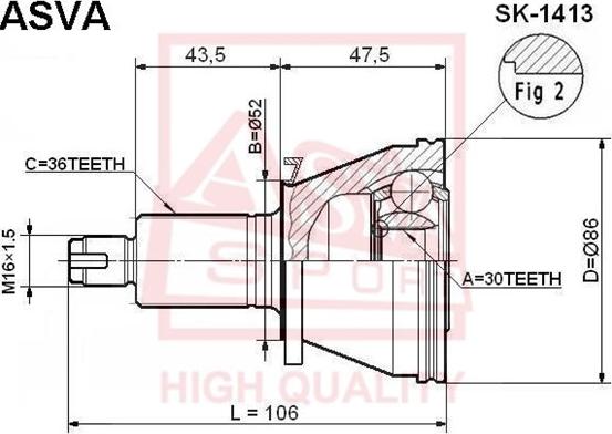 ASVA SK-1413 - CV Joint Kit, drive shaft car-mod.net