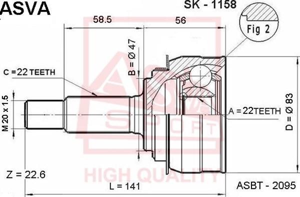 ASVA SK-1158 - CV Joint Kit, drive shaft car-mod.net
