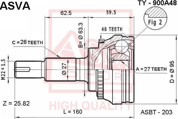 ASVA TY-900A48 - CV Joint Kit, drive shaft car-mod.net