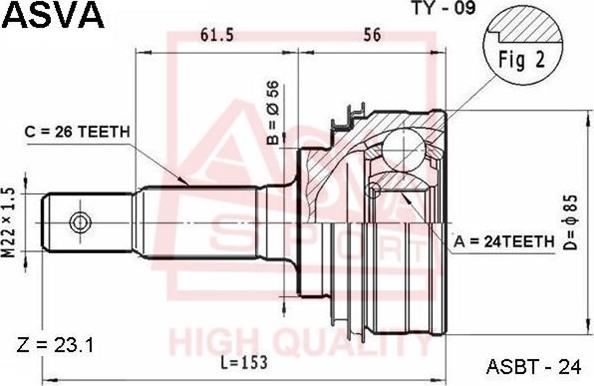 ASVA TY-09 - CV Joint Kit, drive shaft car-mod.net