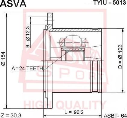 ASVA TYIU-5013 - CV Joint Kit, drive shaft car-mod.net