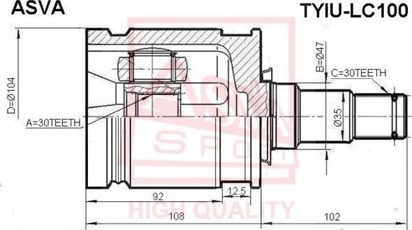 ASVA TYIU-LC100 - CV Joint Kit, drive shaft car-mod.net