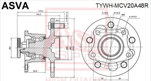 ASVA TYWH-MCV20A48R - Wheel Hub car-mod.net