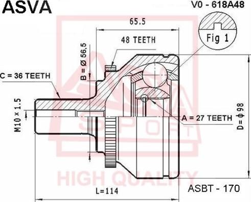ASVA VO-618A48 - CV Joint Kit, drive shaft car-mod.net