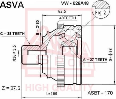 ASVA VW-028A48 - CV Joint Kit, drive shaft car-mod.net