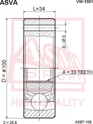 ASVA VW-1001 - CV Joint Kit, drive shaft car-mod.net
