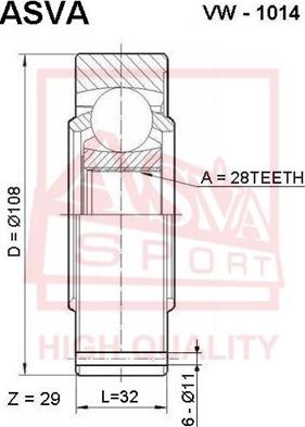ASVA VW-1014 - CV Joint Kit, drive shaft car-mod.net