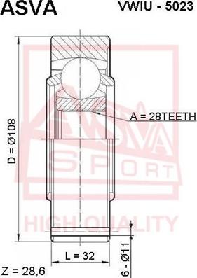 ASVA VWIU-5023 - CV Joint Kit, drive shaft car-mod.net