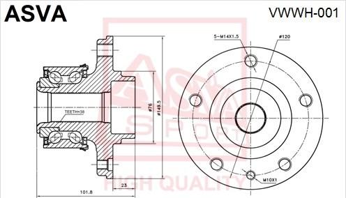 ASVA VWWH-001 - Wheel Hub car-mod.net
