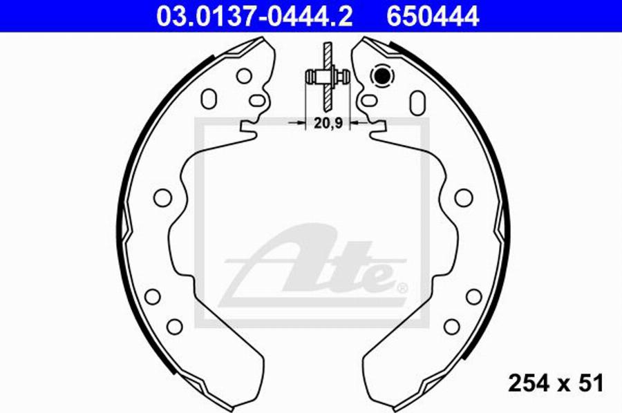 ATE 650444 - Drum Brake Shoe Set car-mod.net