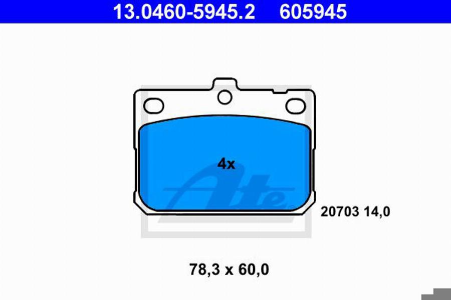 ATE 605945 - Brake Pad Set, disc brake car-mod.net