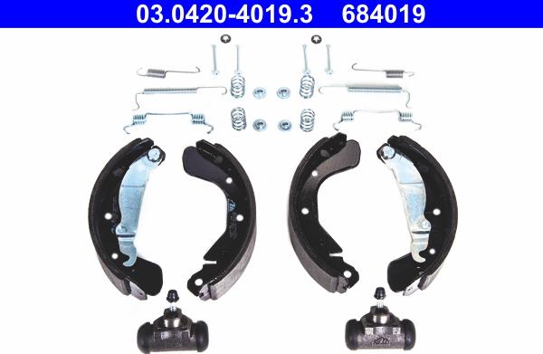 ATE 03.0420-4019.3 - Drum Brake Shoe Set car-mod.net