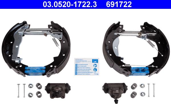 ATE 03.0520-1722.3 - Drum Brake Shoe Set car-mod.net