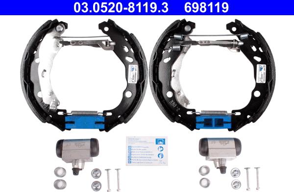 ATE 03.0520-8119.3 - Drum Brake Shoe Set car-mod.net