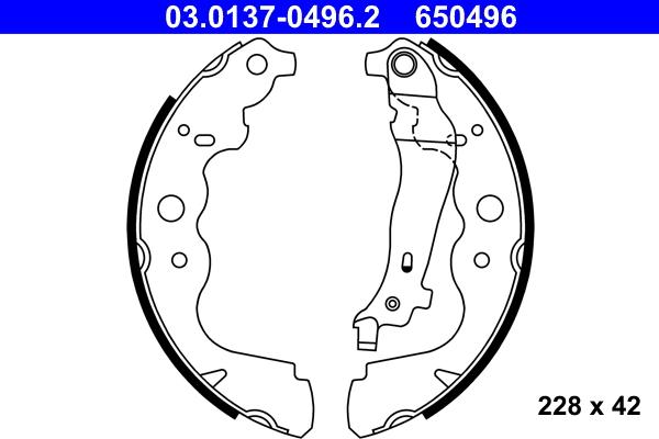 ATE 03.0137-0496.2 - Drum Brake Shoe Set car-mod.net
