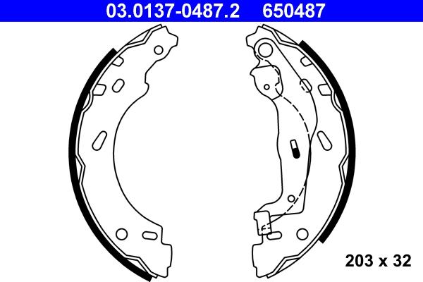 ATE 03.0137-0487.2 - Drum Brake Shoe Set car-mod.net