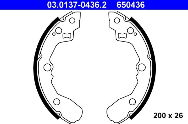 ATE 03.0137-0436.2 - Drum Brake Shoe Set car-mod.net