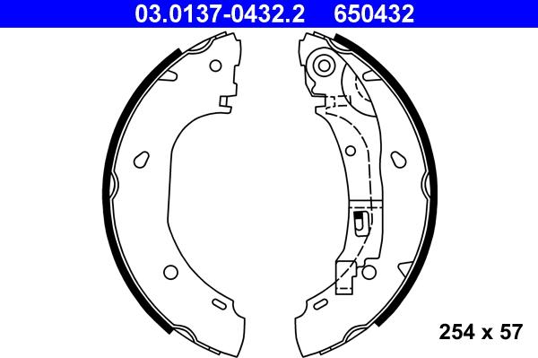 ATE 03.0137-0432.2 - Drum Brake Shoe Set car-mod.net