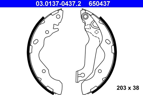 ATE 03.0137-0437.2 - Drum Brake Shoe Set car-mod.net