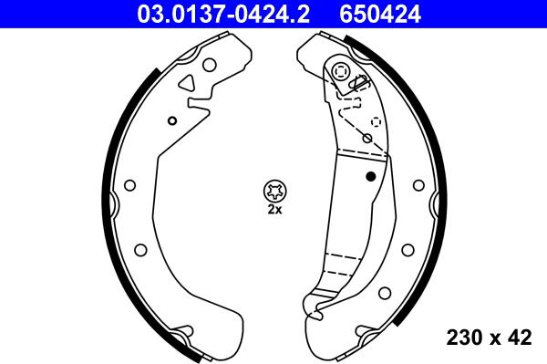 ATE 03.0137-0424.2 - Drum Brake Shoe Set car-mod.net