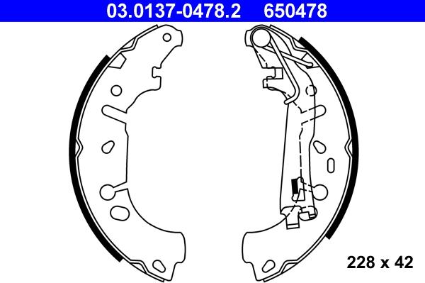 ATE 03.0137-0478.2 - Drum Brake Shoe Set car-mod.net