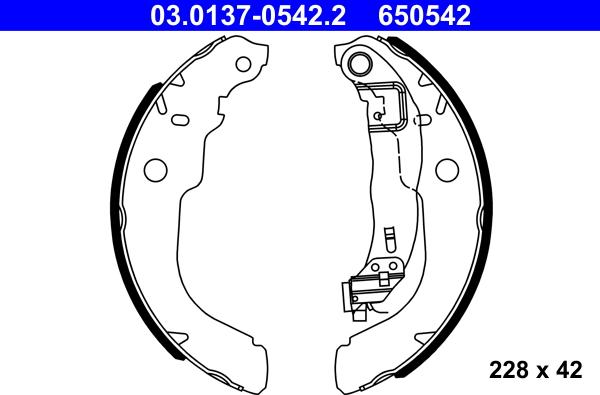 ATE 03.0137-0542.2 - Drum Brake Shoe Set car-mod.net