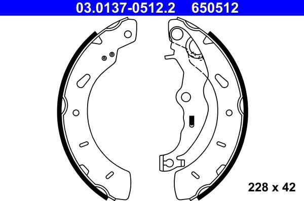 ATE 03.0137-0512.2 - Drum Brake Shoe Set car-mod.net
