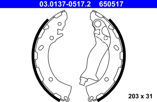 ATE 03.0137-0517.2 - Drum Brake Shoe Set car-mod.net