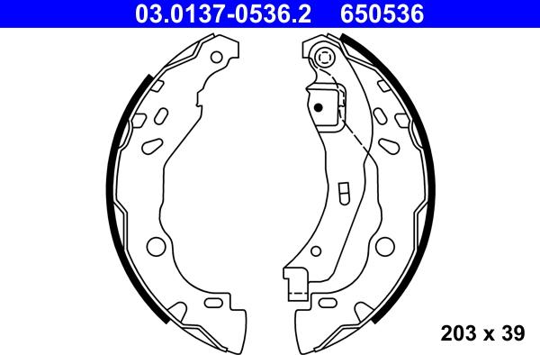 ATE 03.0137-0536.2 - Drum Brake Shoe Set car-mod.net