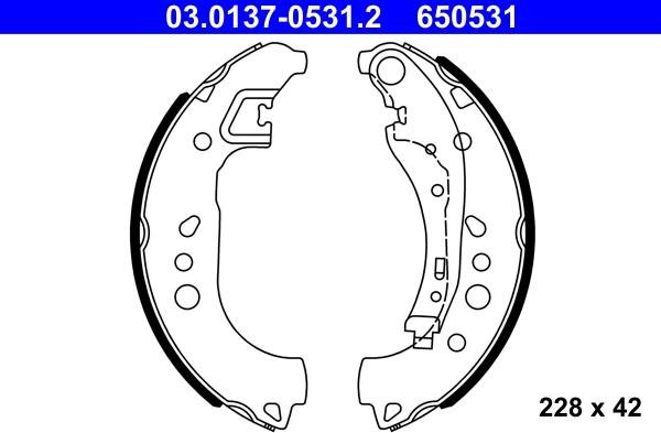 ATE 03.0137-0531.2 - Drum Brake Shoe Set car-mod.net