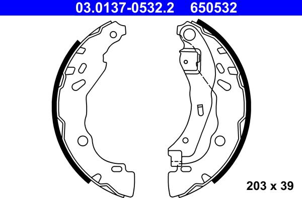 ATE 03.0137-0532.2 - Drum Brake Shoe Set car-mod.net